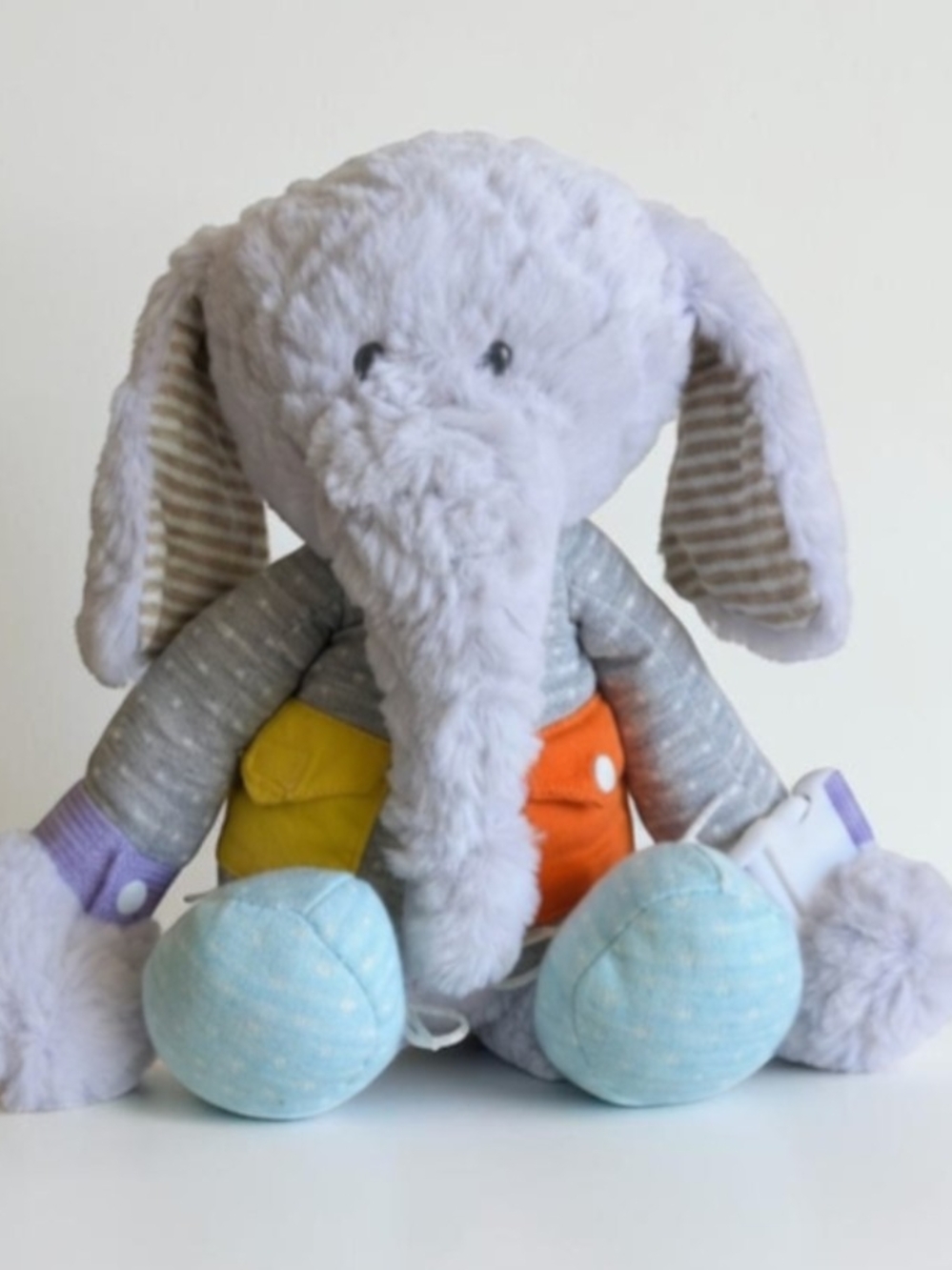 DEMDACO Buckle and Snap Buddies Elephant Plush Sensory Activity Toy